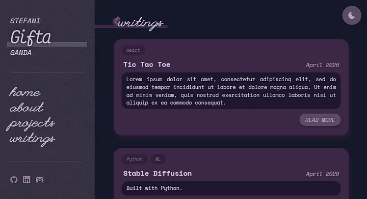 Dark theme of the website